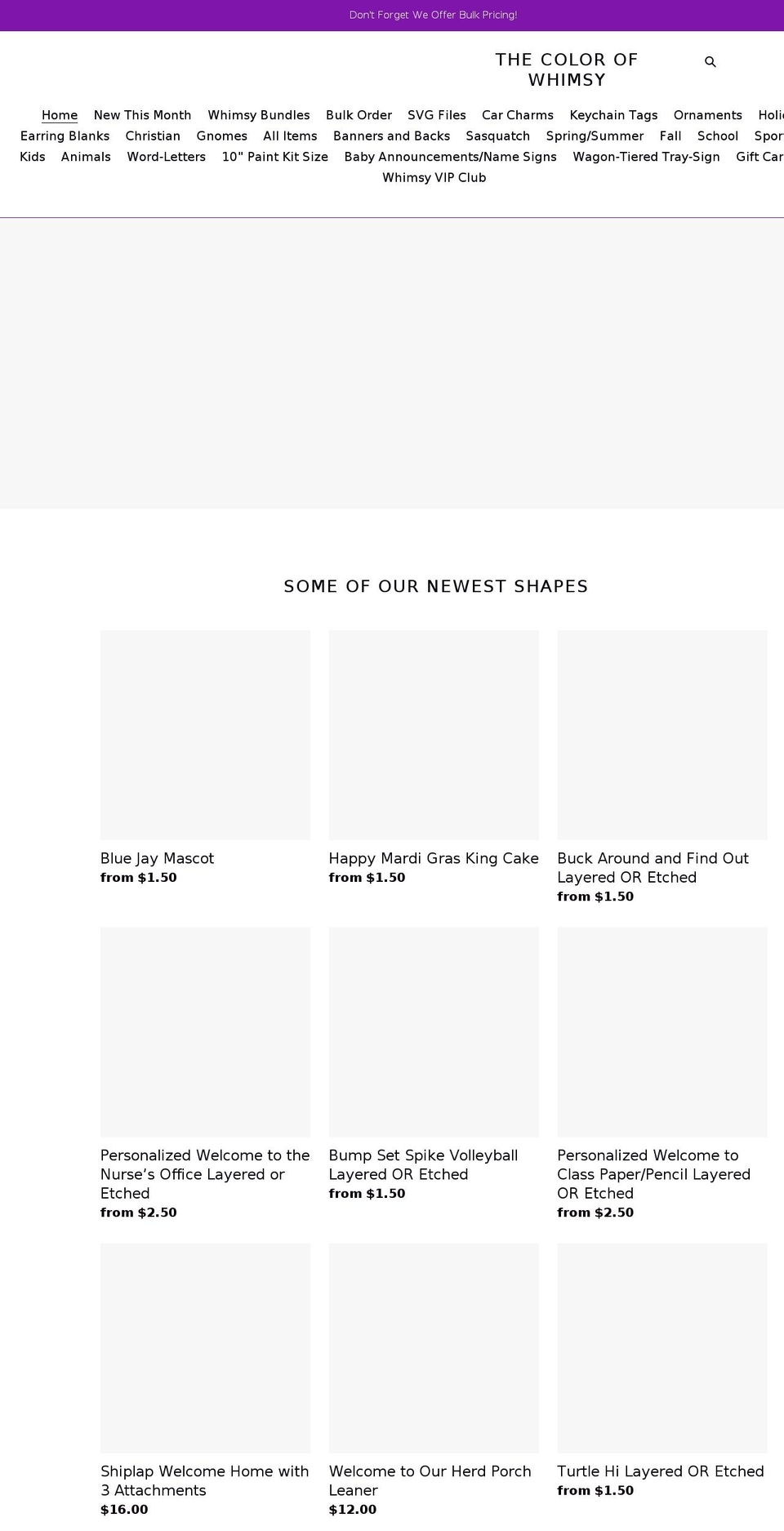 thecolorofwhimsy.com shopify website screenshot