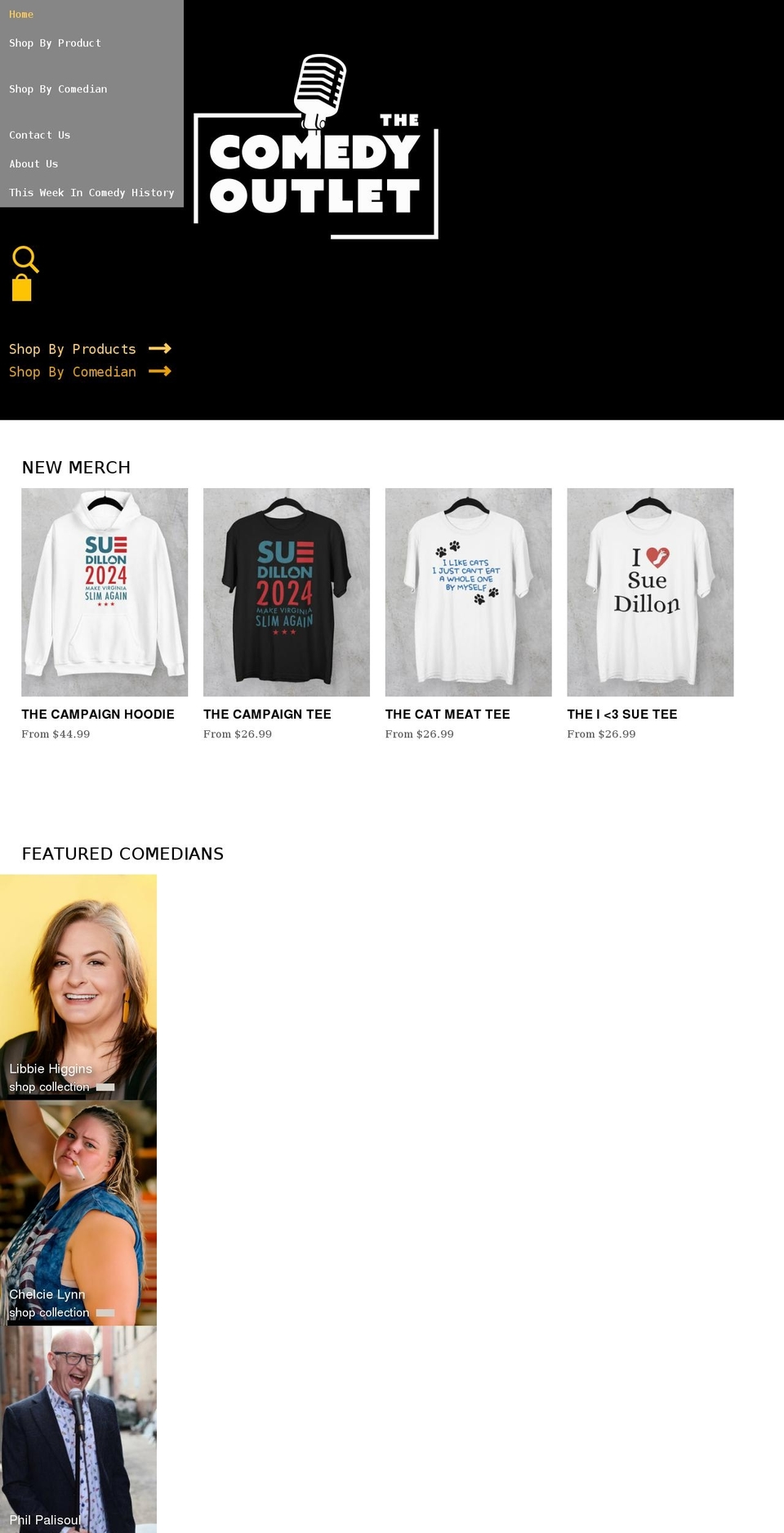 thecomedyoutlet.com shopify website screenshot