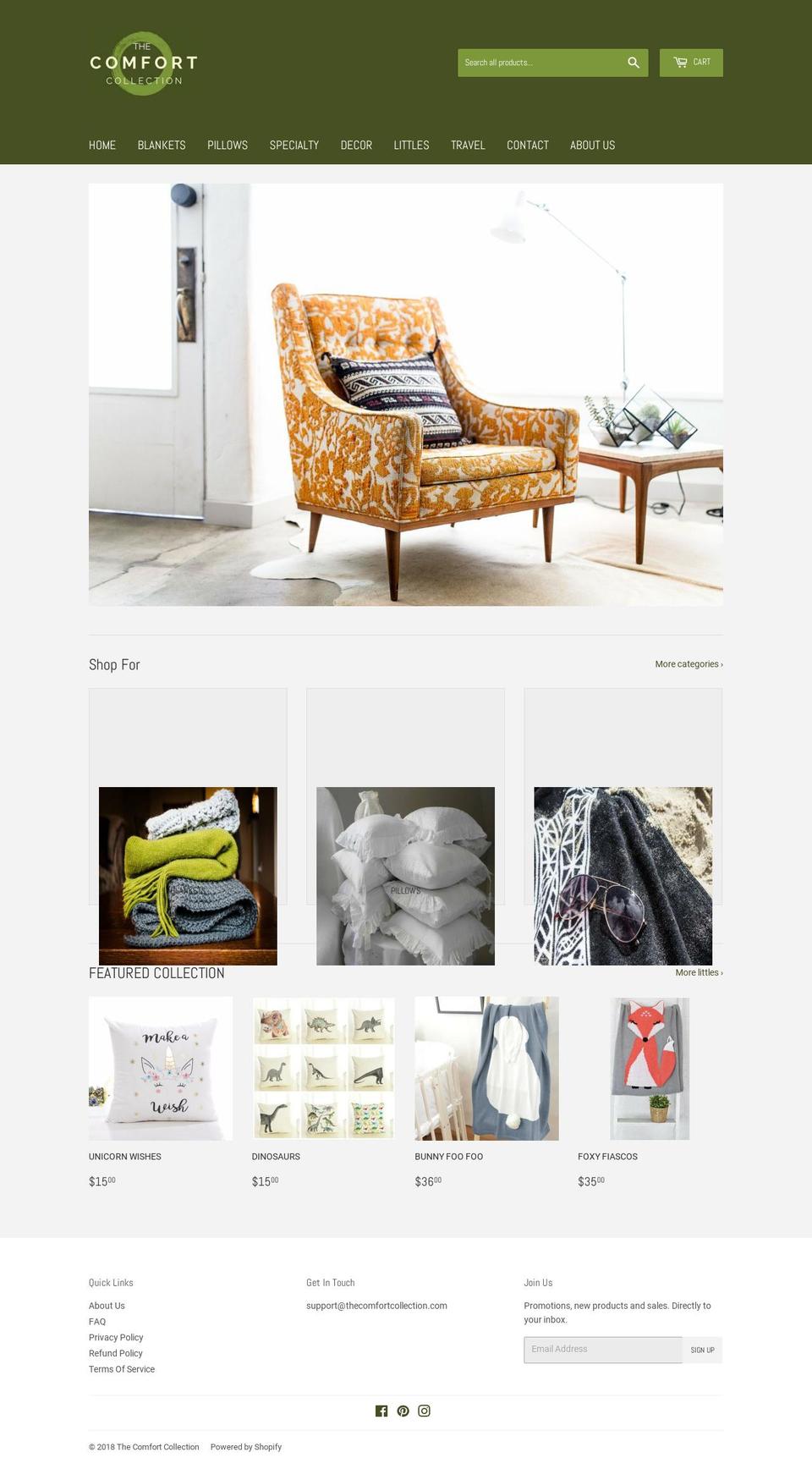 thecomfortcollection.com — Shopify storefront screenshot