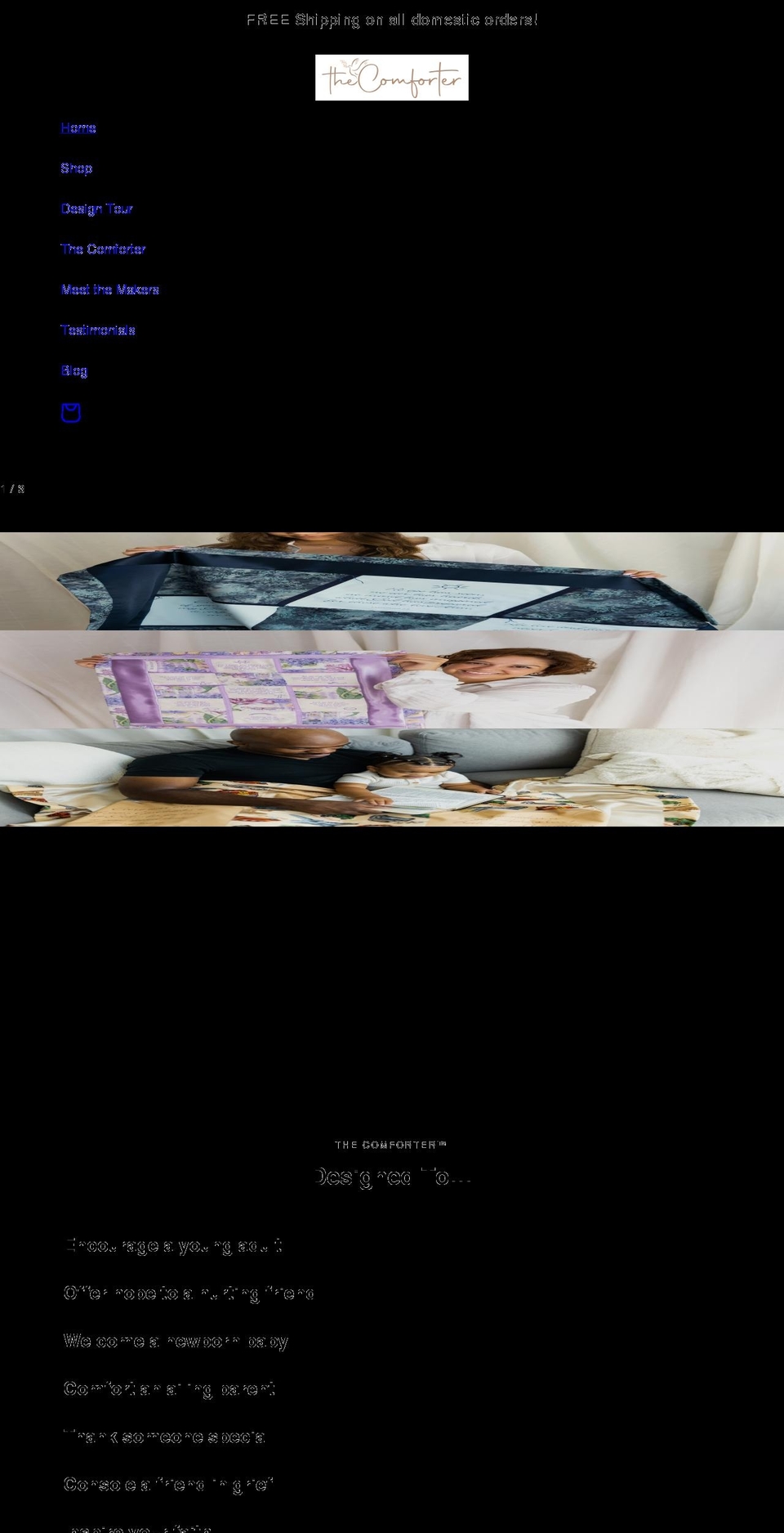 thecomforter.com shopify website screenshot