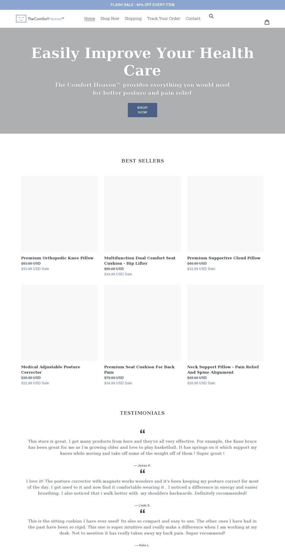 thecomfortheaven.com shopify website screenshot
