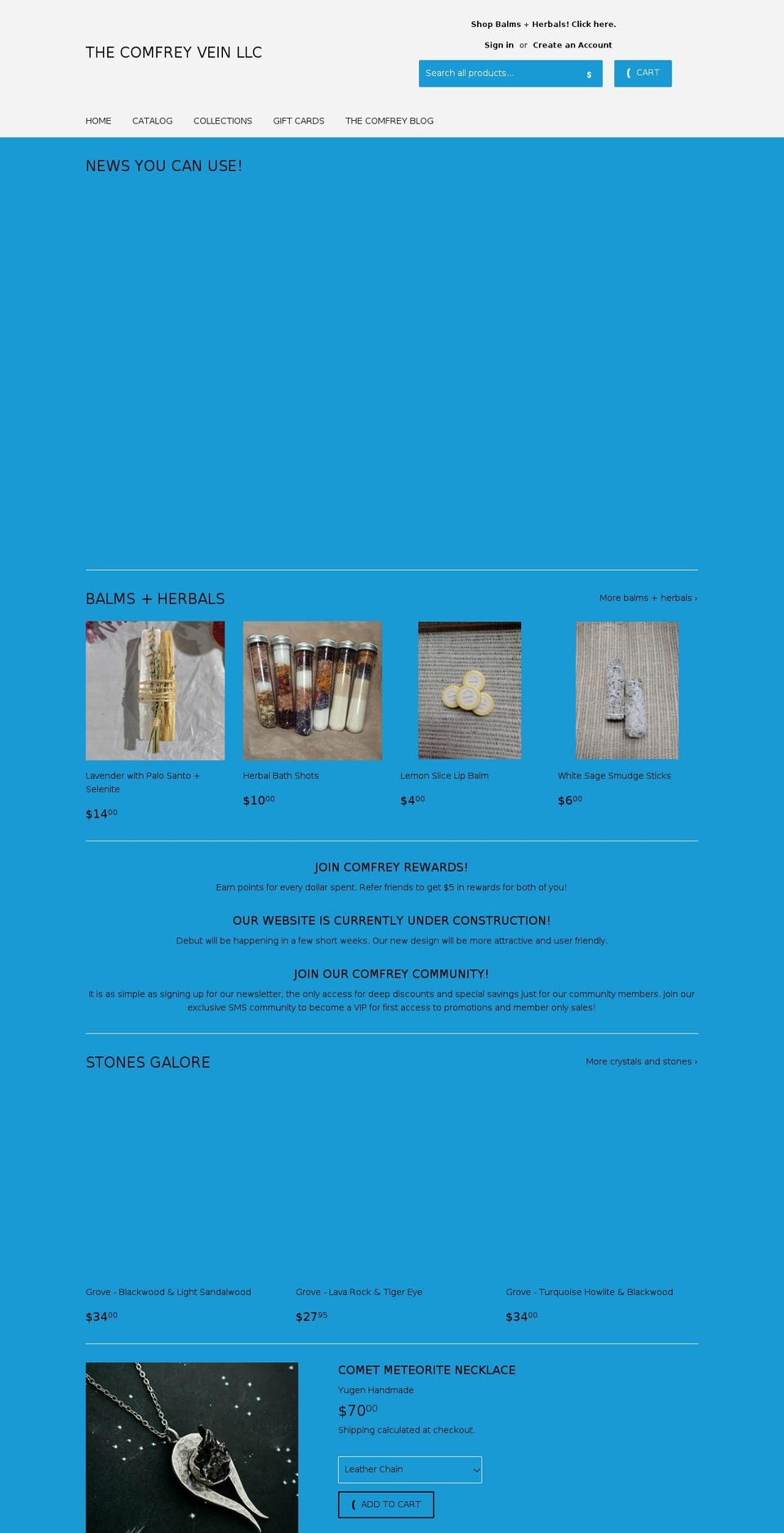 thecomfreyvein.com shopify website screenshot