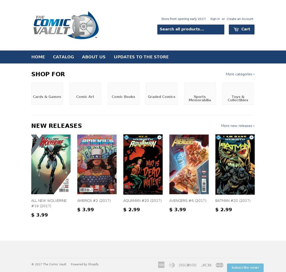 thecomicvault.com shopify website screenshot