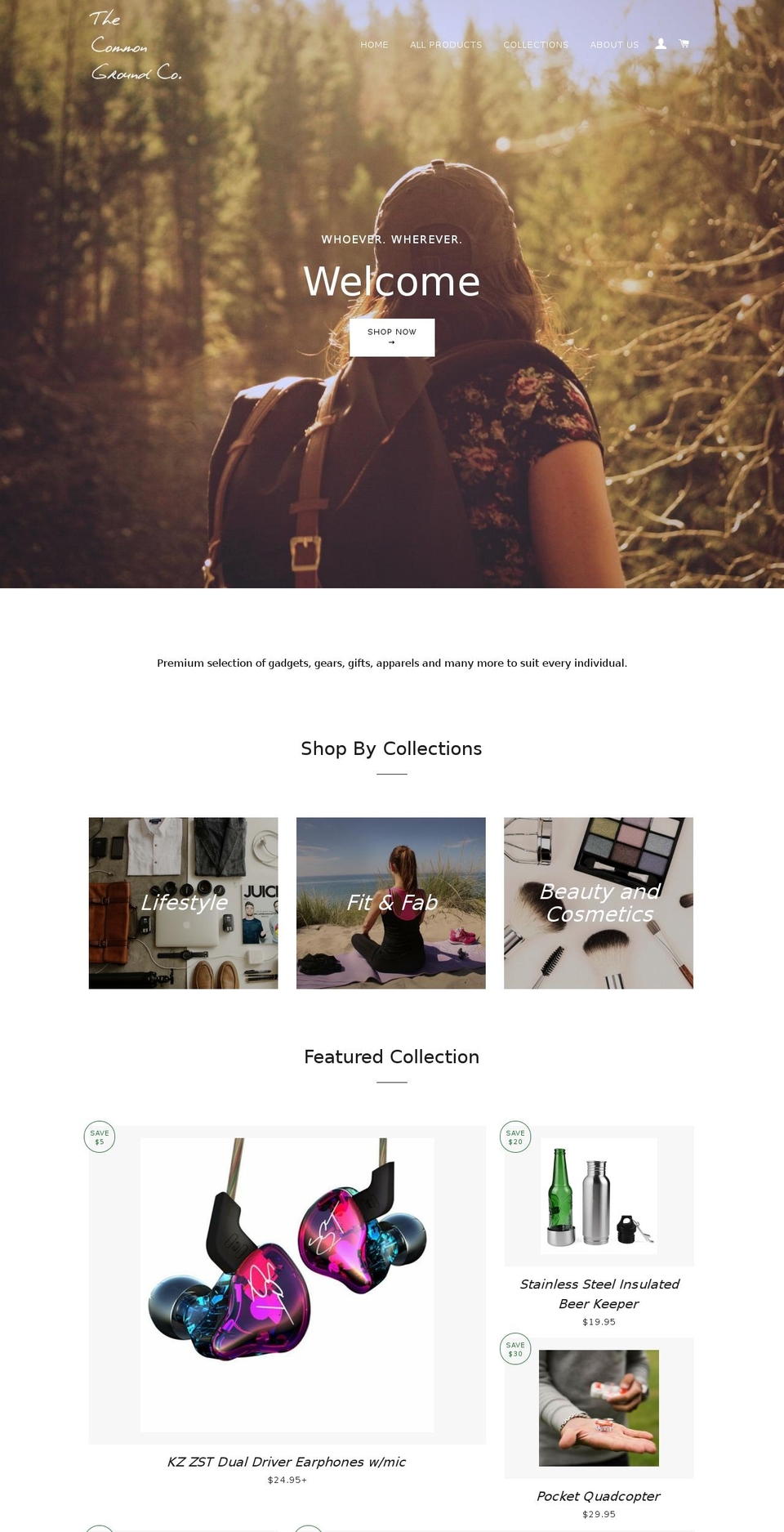 thecommongroundco.com — Shopify storefront screenshot