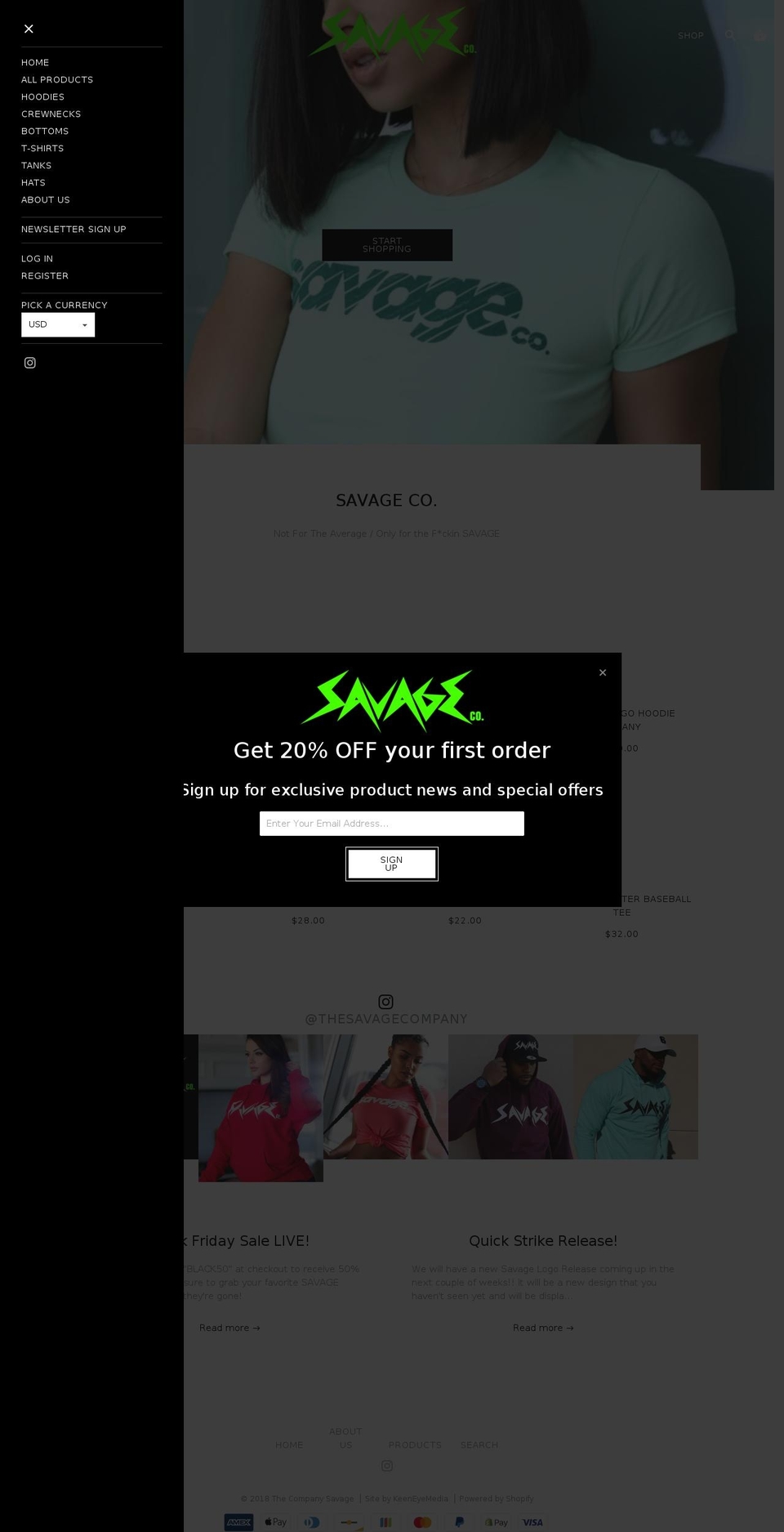 Savage Shopify theme site example thecompanysavage.com