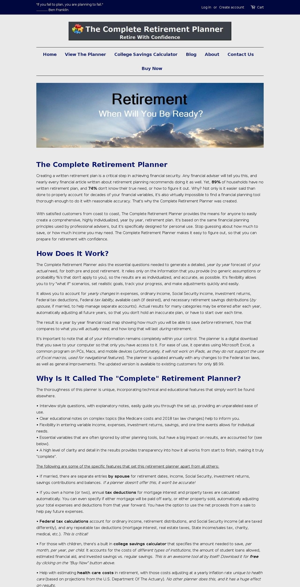 thecompleteretirementplanner.com — Shopify storefront screenshot