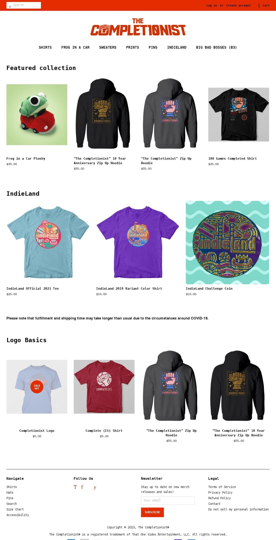 thecompletionist.com shopify website screenshot