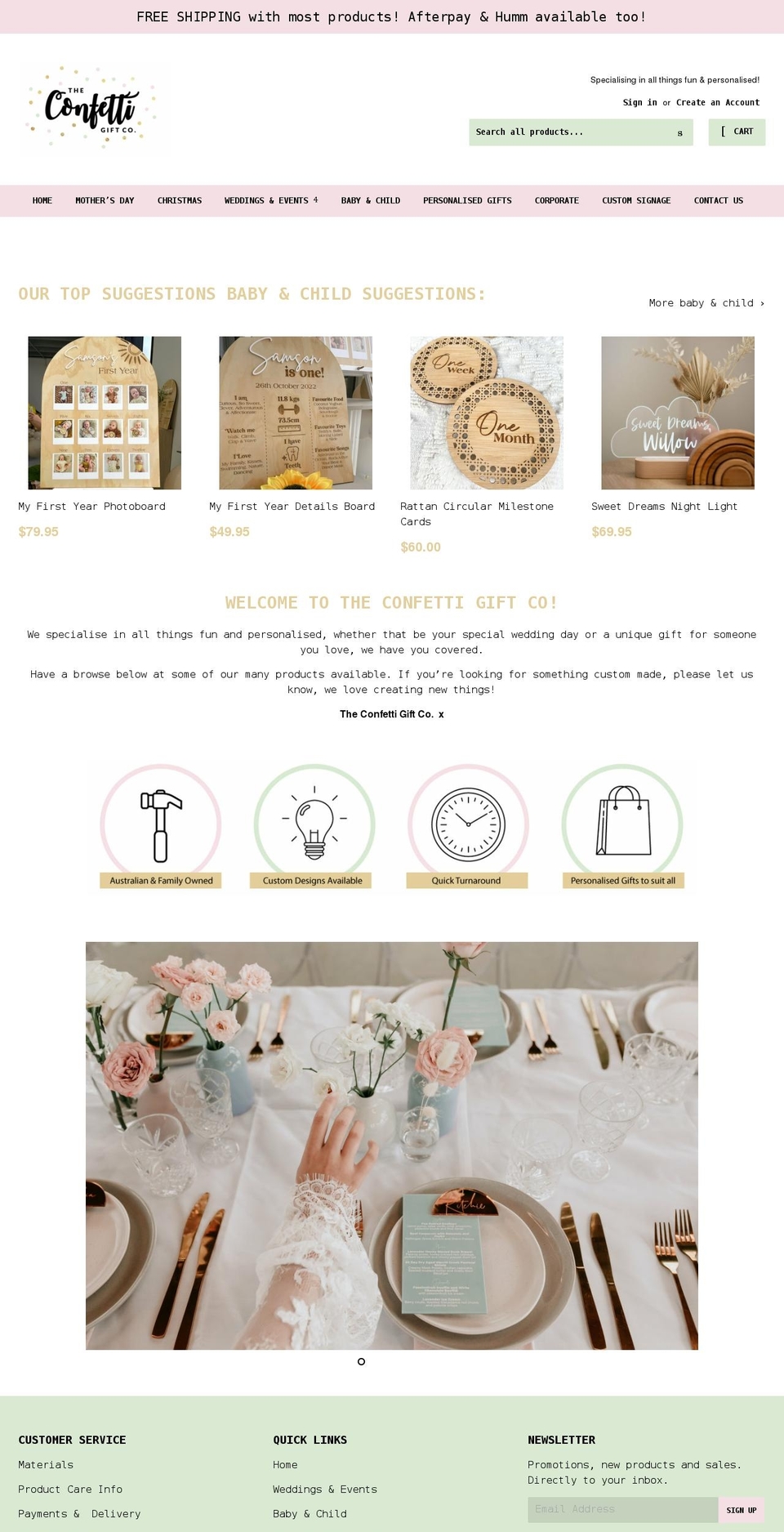 theconfettigiftco.com.au shopify website screenshot