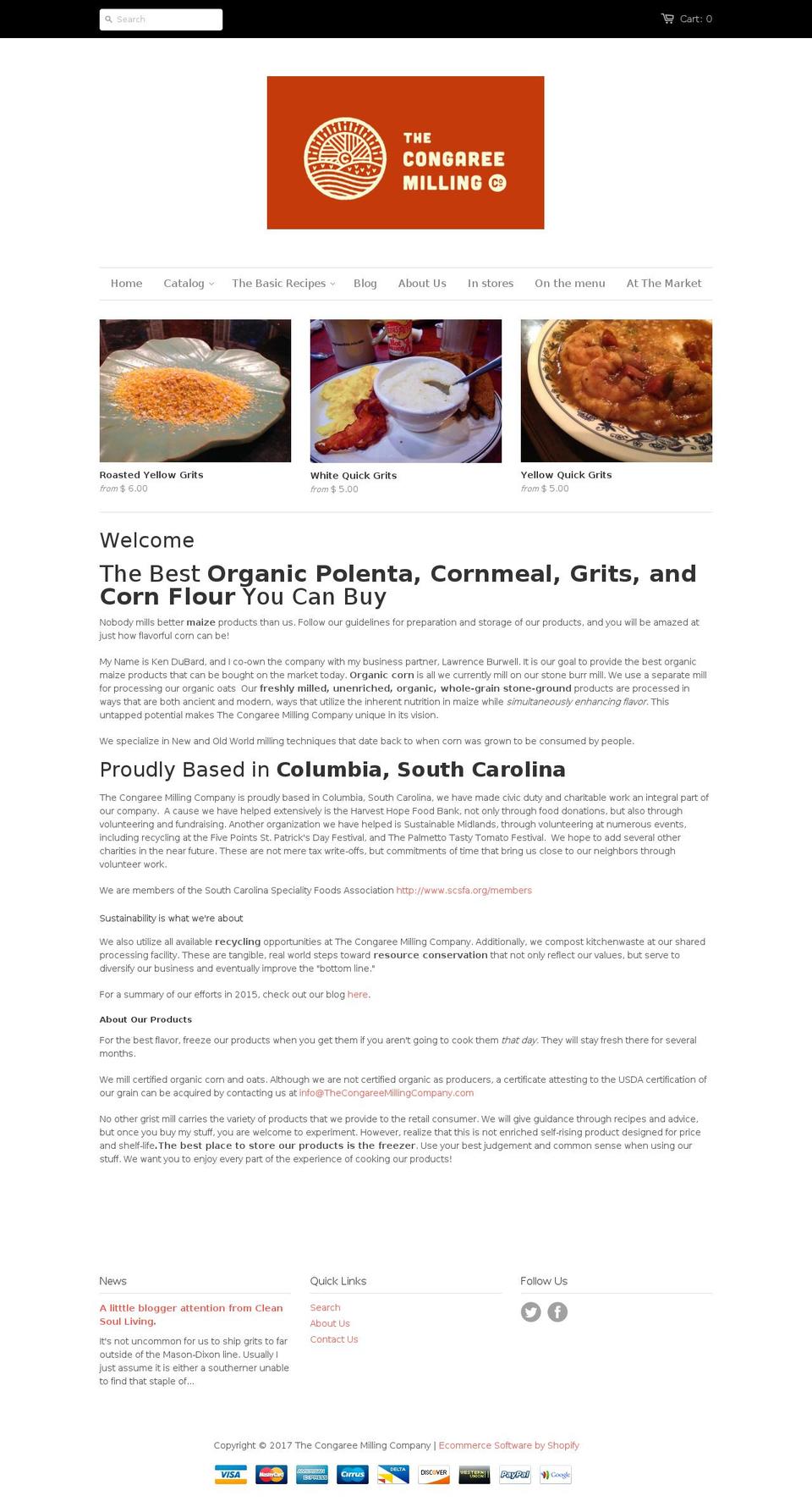 thecongareemillingcompany.com shopify website screenshot