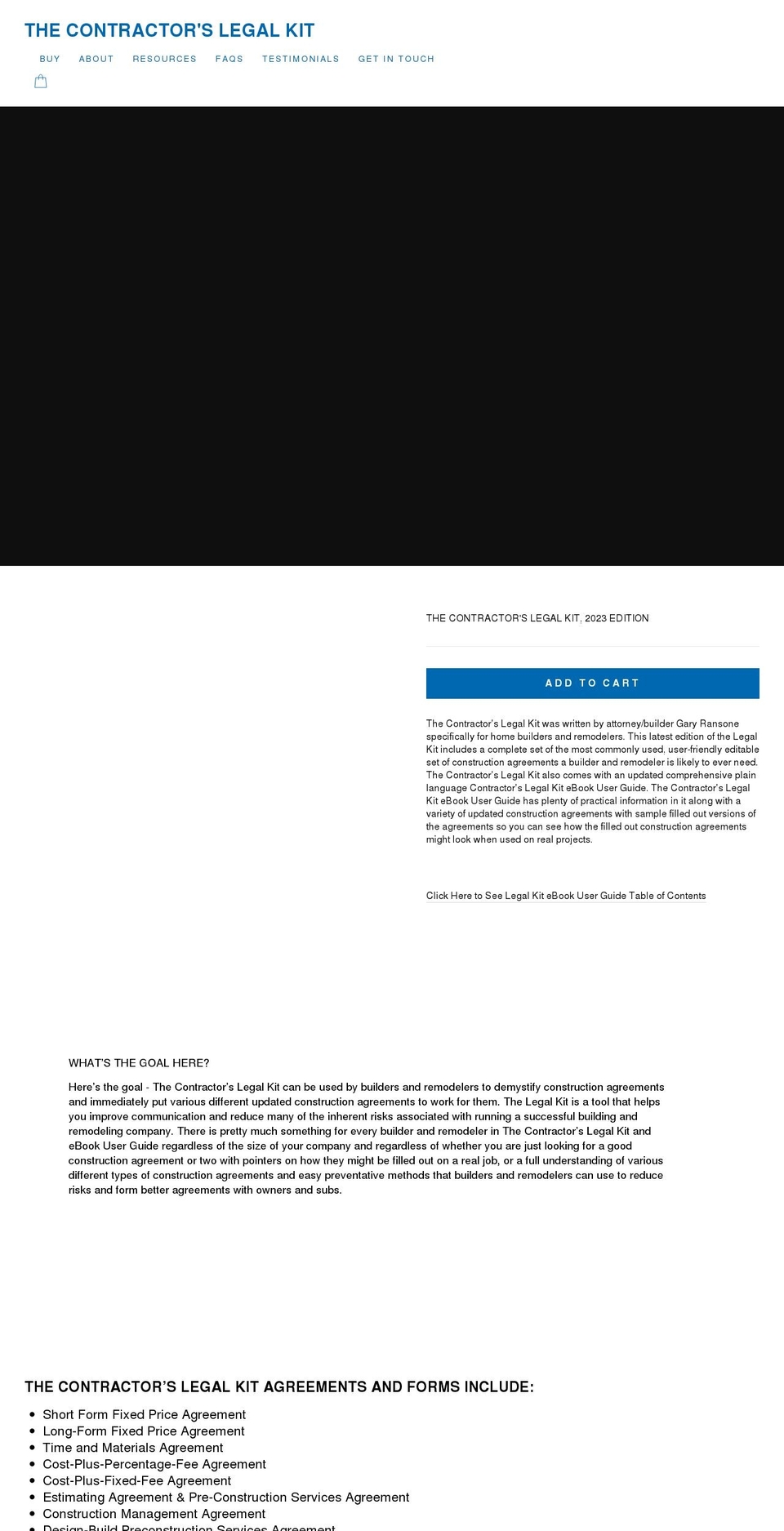 thecontractorslegalkit.com shopify website screenshot