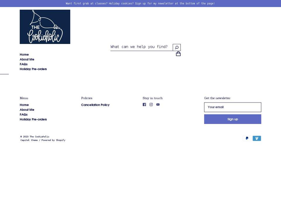 thecookieholic.com shopify website screenshot
