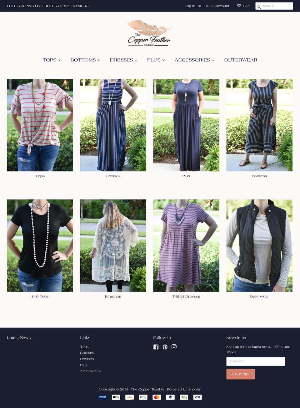 thecopperfeather.com — Shopify storefront screenshot