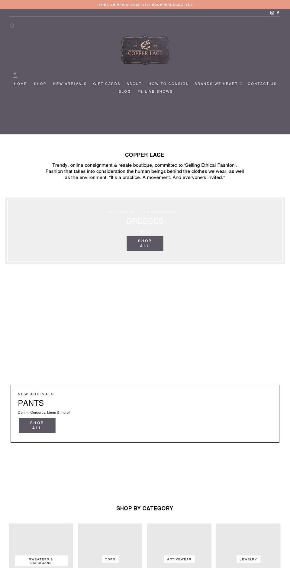 thecopperlace.com shopify website screenshot