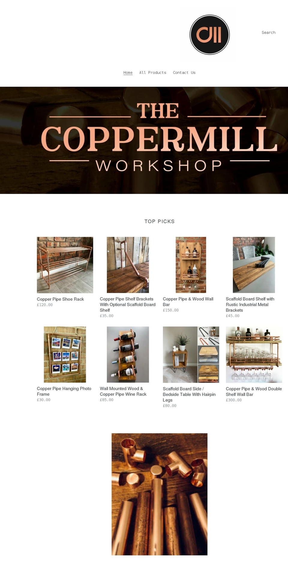 thecoppermillworkshop.co.uk shopify website screenshot