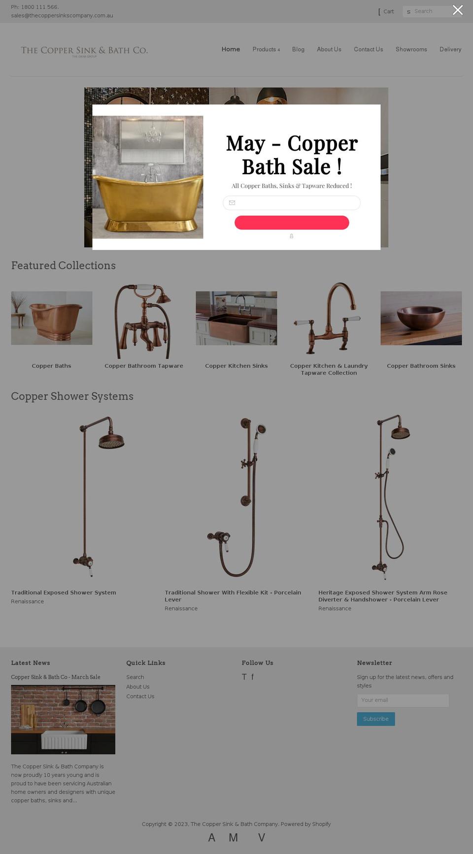 thecoppersinkscompany.com.au shopify website screenshot