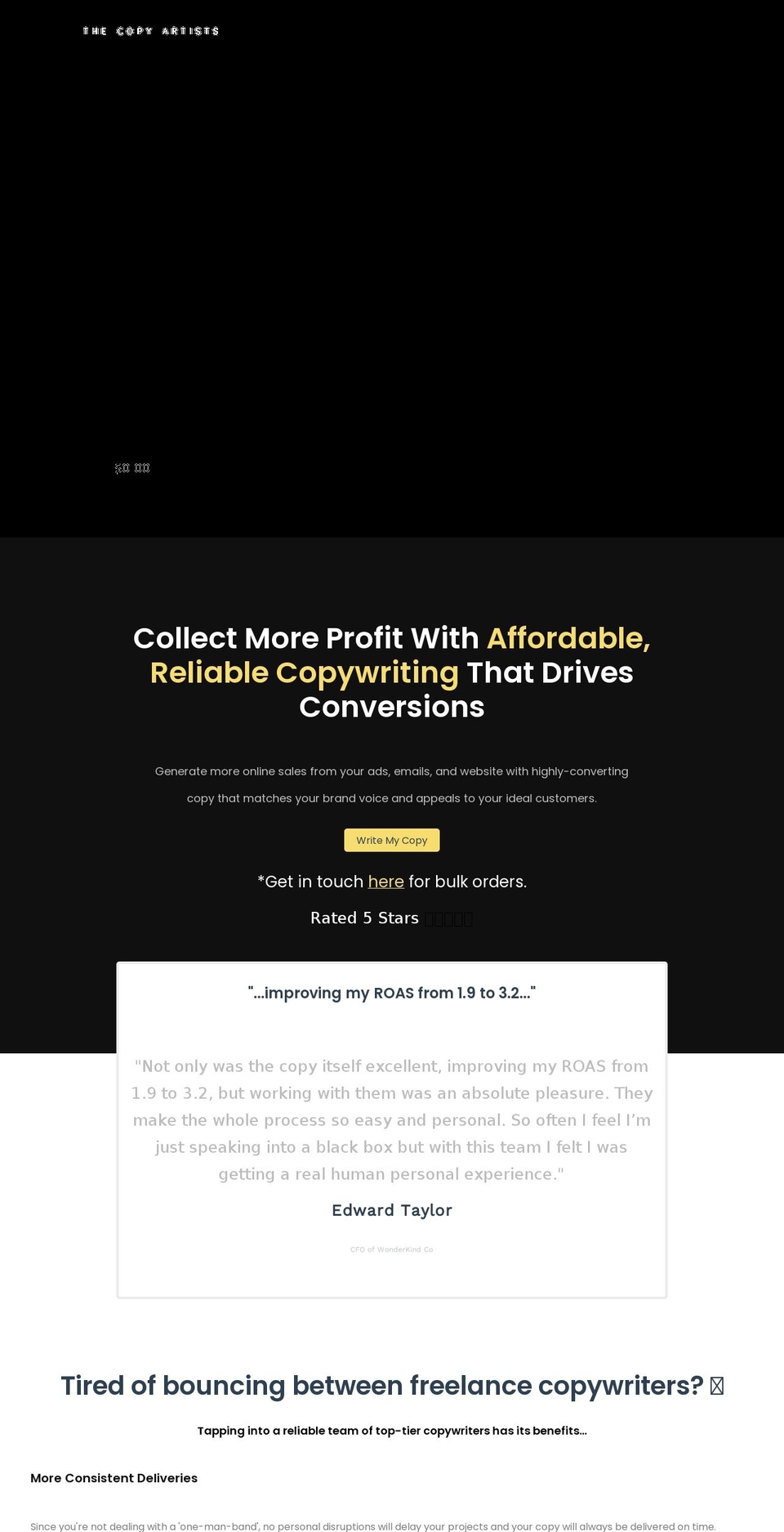 thecopyartists.com shopify website screenshot