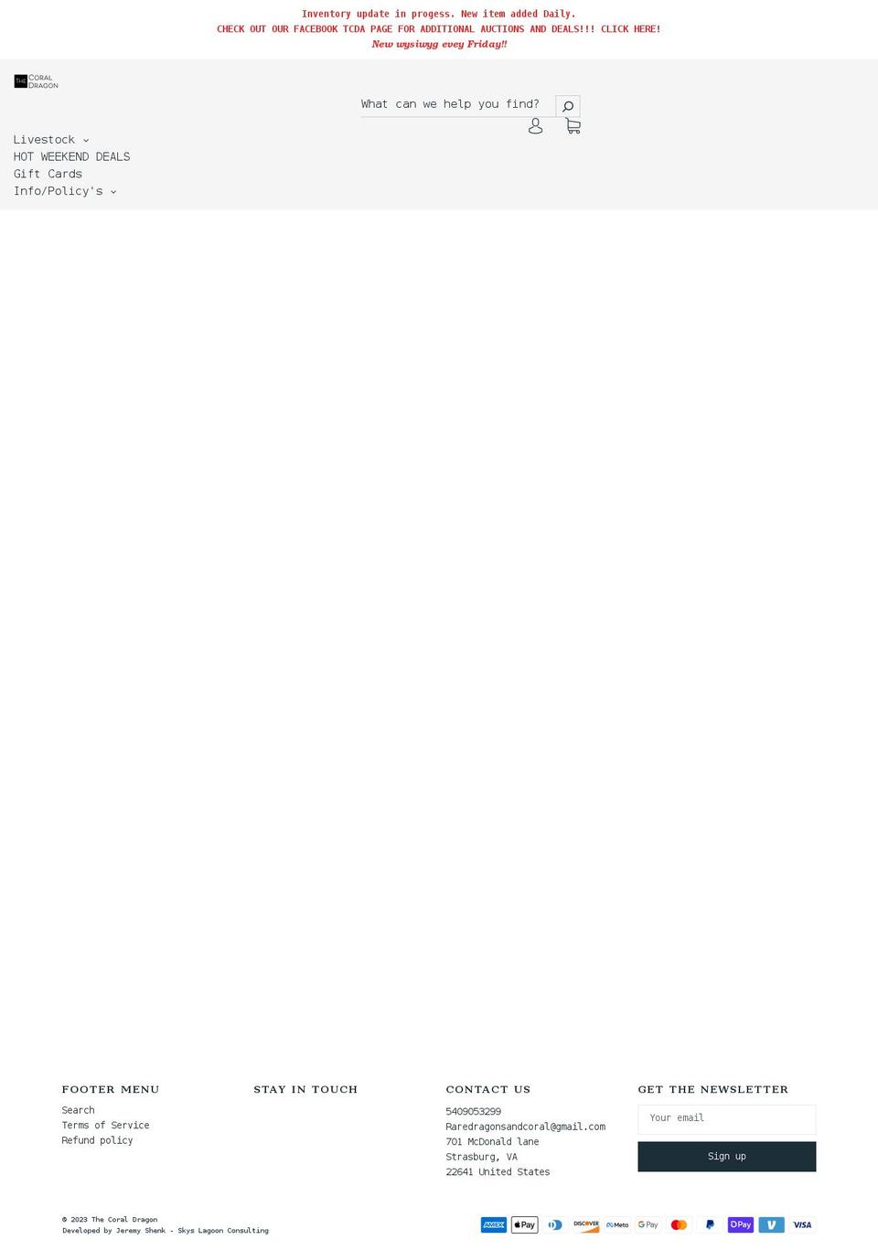 thecoraldragon.com shopify website screenshot