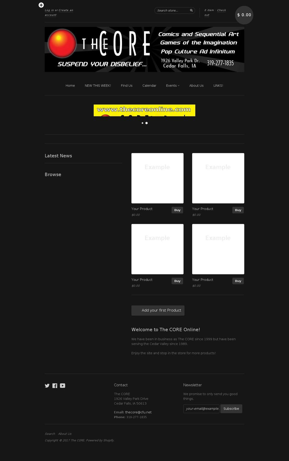 thecoreonline.com shopify website screenshot