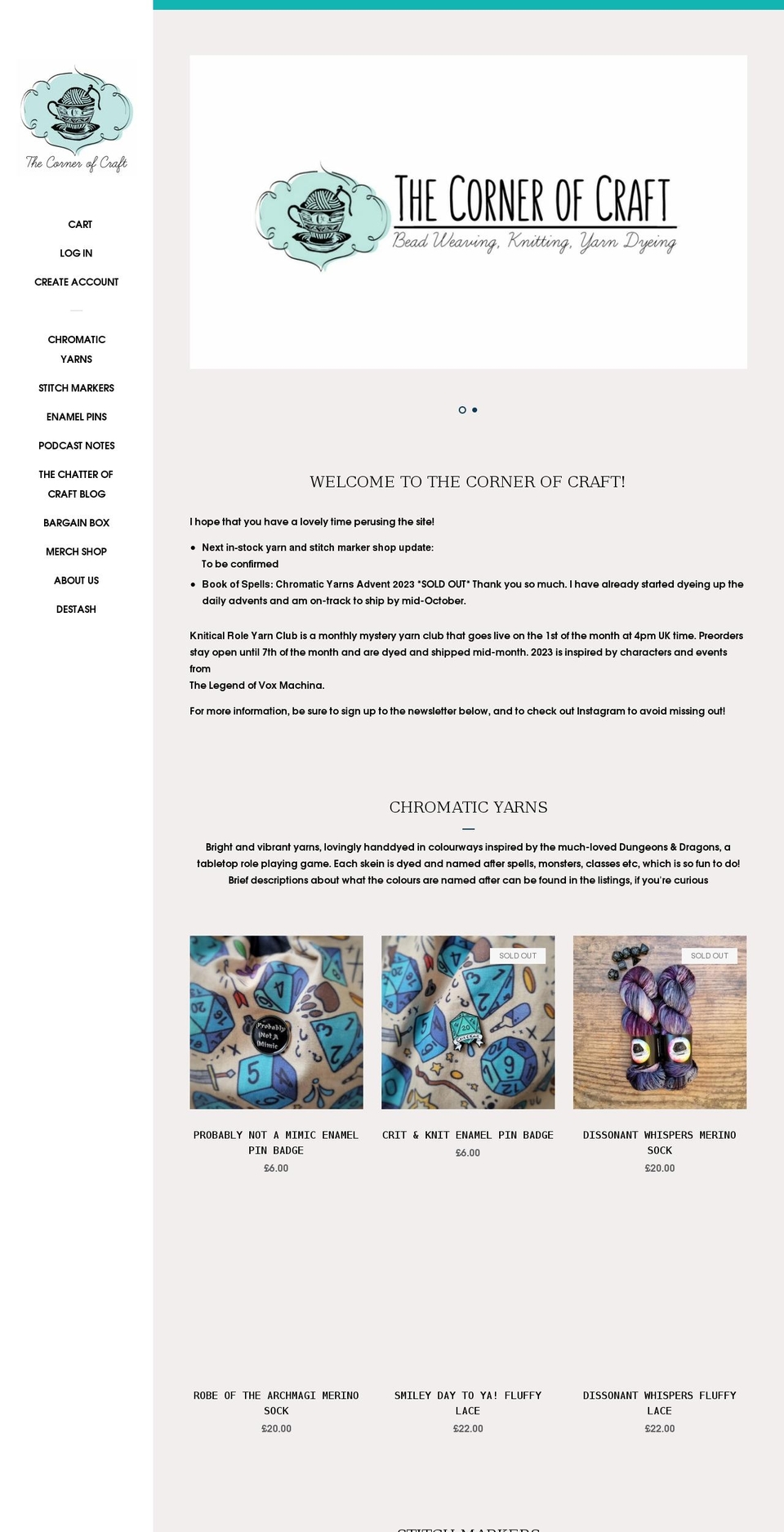 thecornerofcraft.co.uk shopify website screenshot