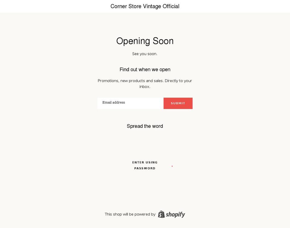 thecornerstorevintage.com shopify website screenshot
