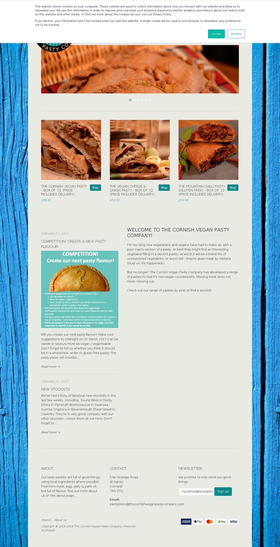 thecornishveganpastycompany.co.uk shopify website screenshot