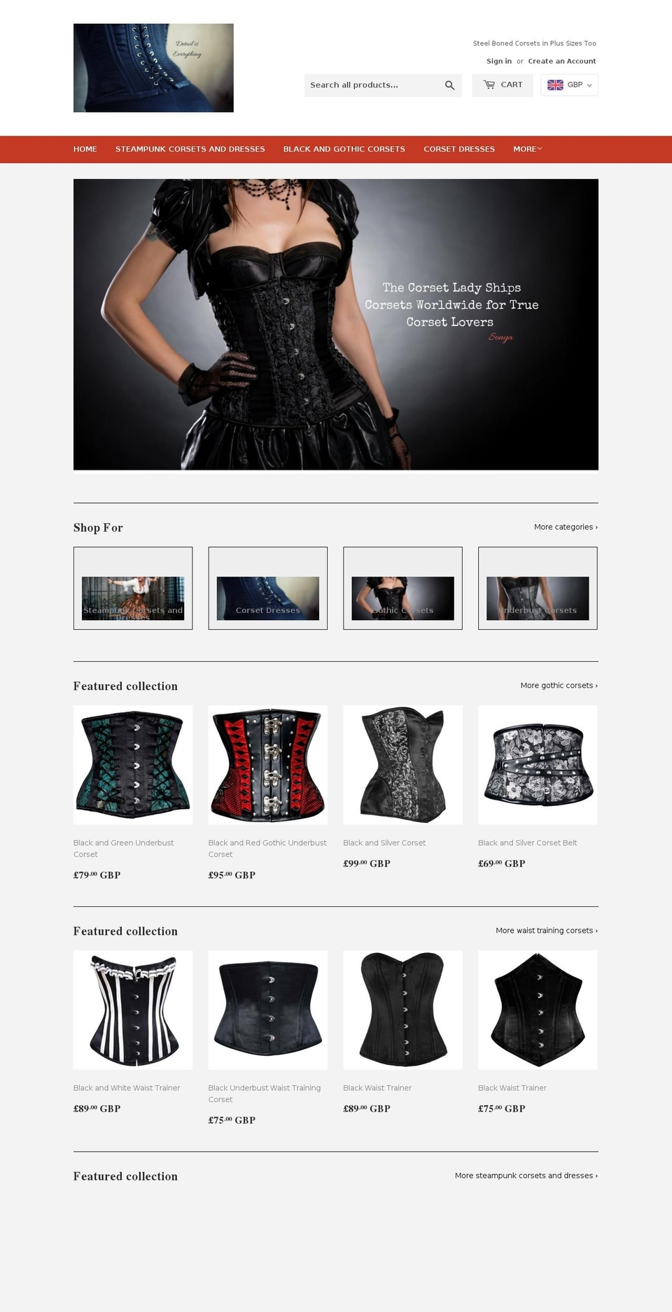 thecorsetlady.com shopify website screenshot