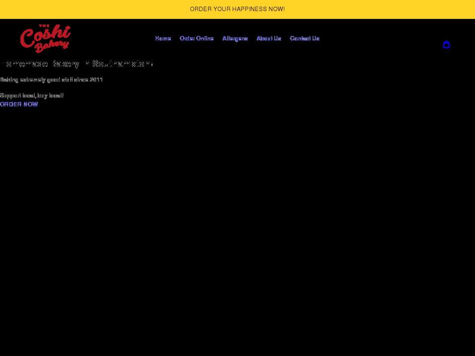 thecoshibakery.com shopify website screenshot
