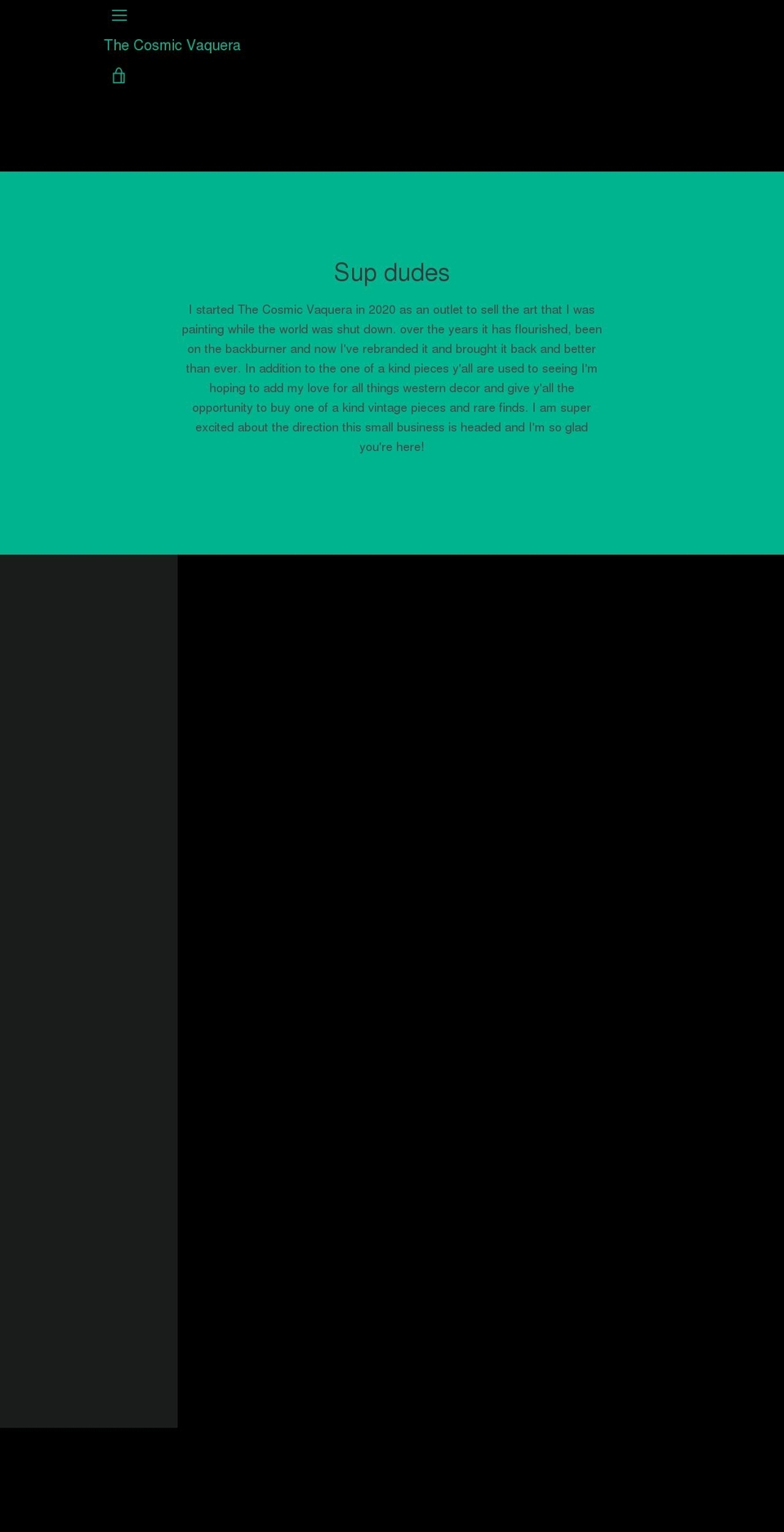 thecosmicvaquera.com shopify website screenshot