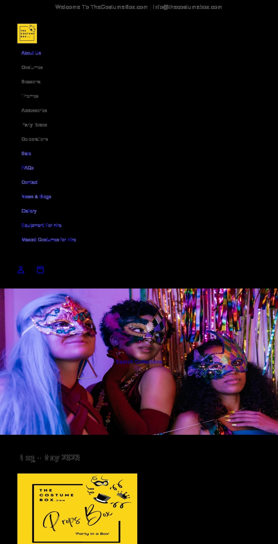 thecostumebox.com shopify website screenshot