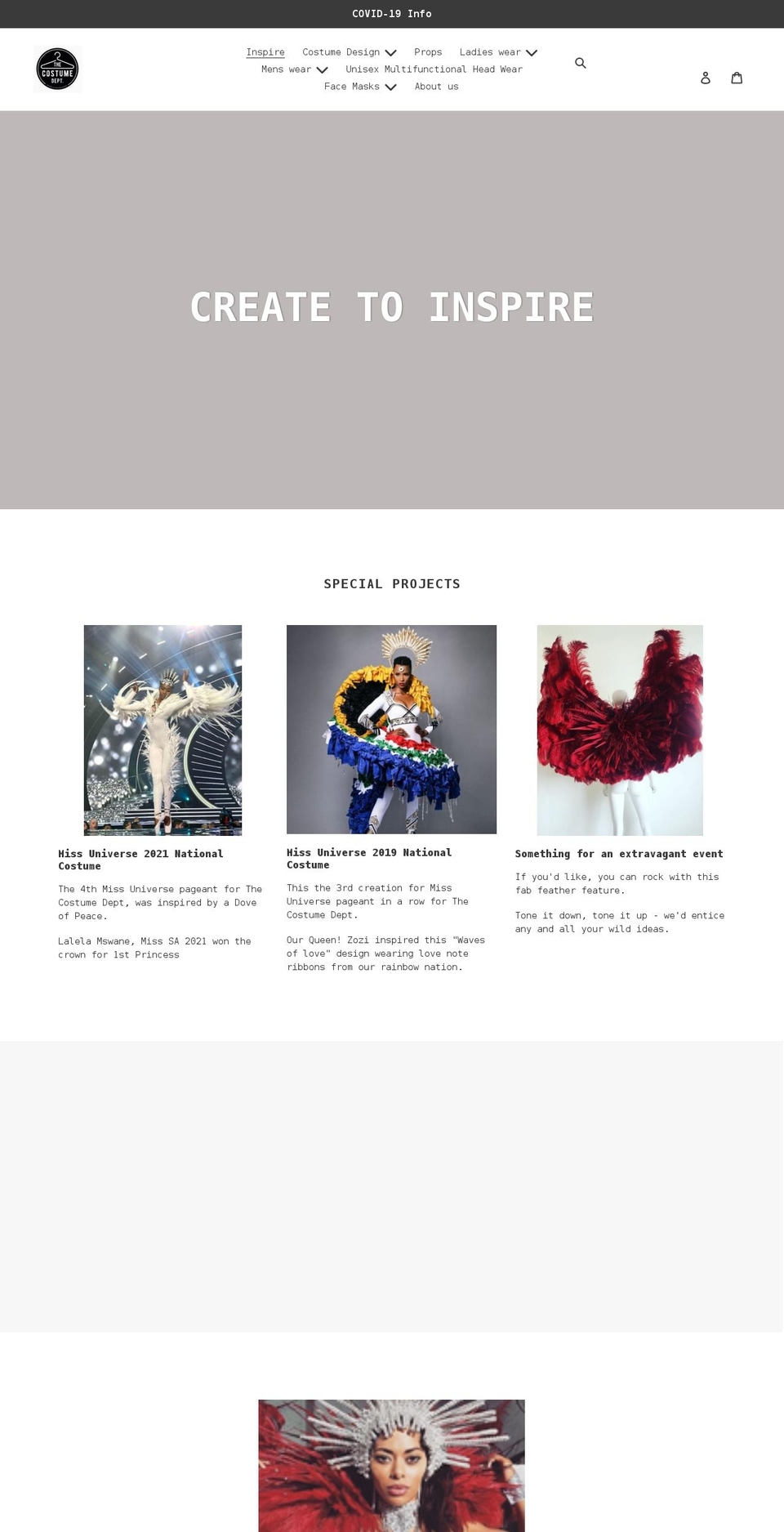 thecostumedept.co.za shopify website screenshot