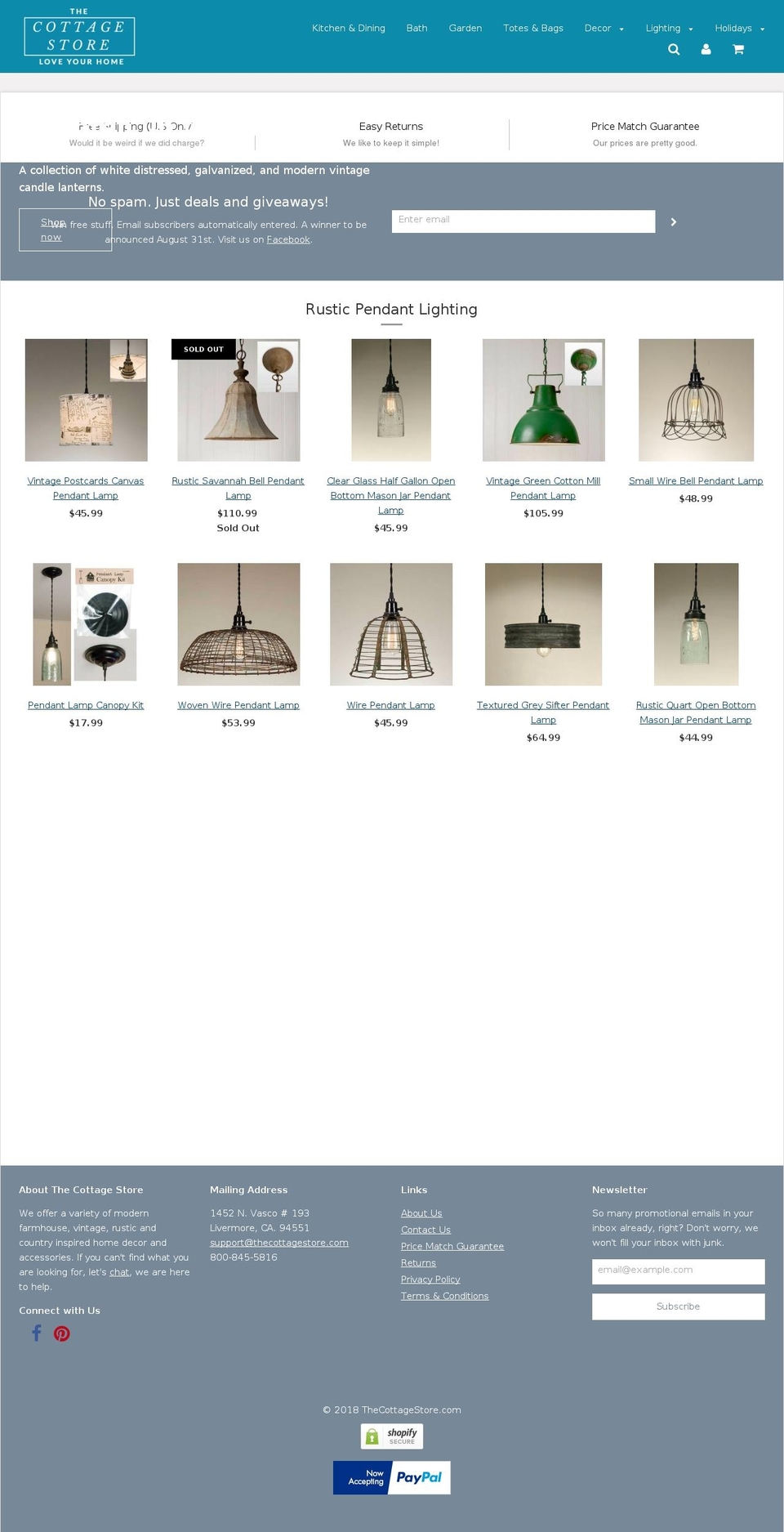 thecottagestore.com shopify website screenshot