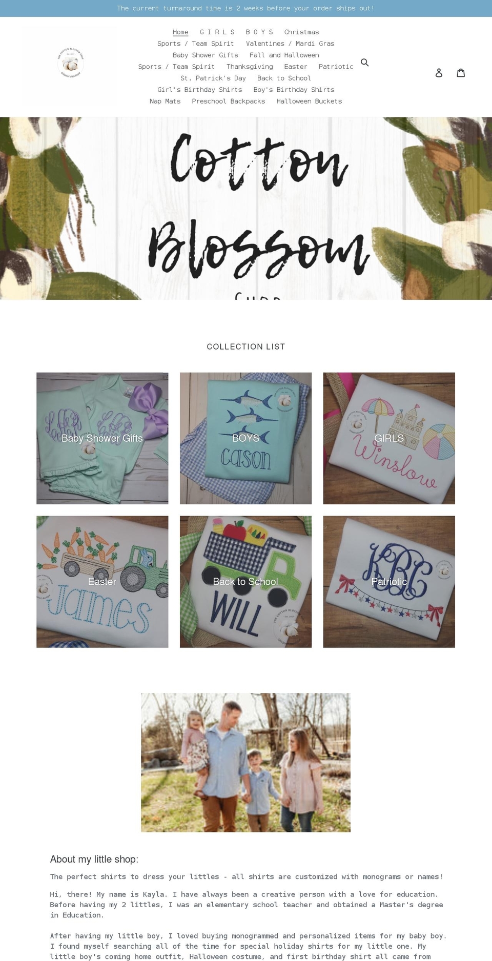 thecottonblossomshop.com shopify website screenshot