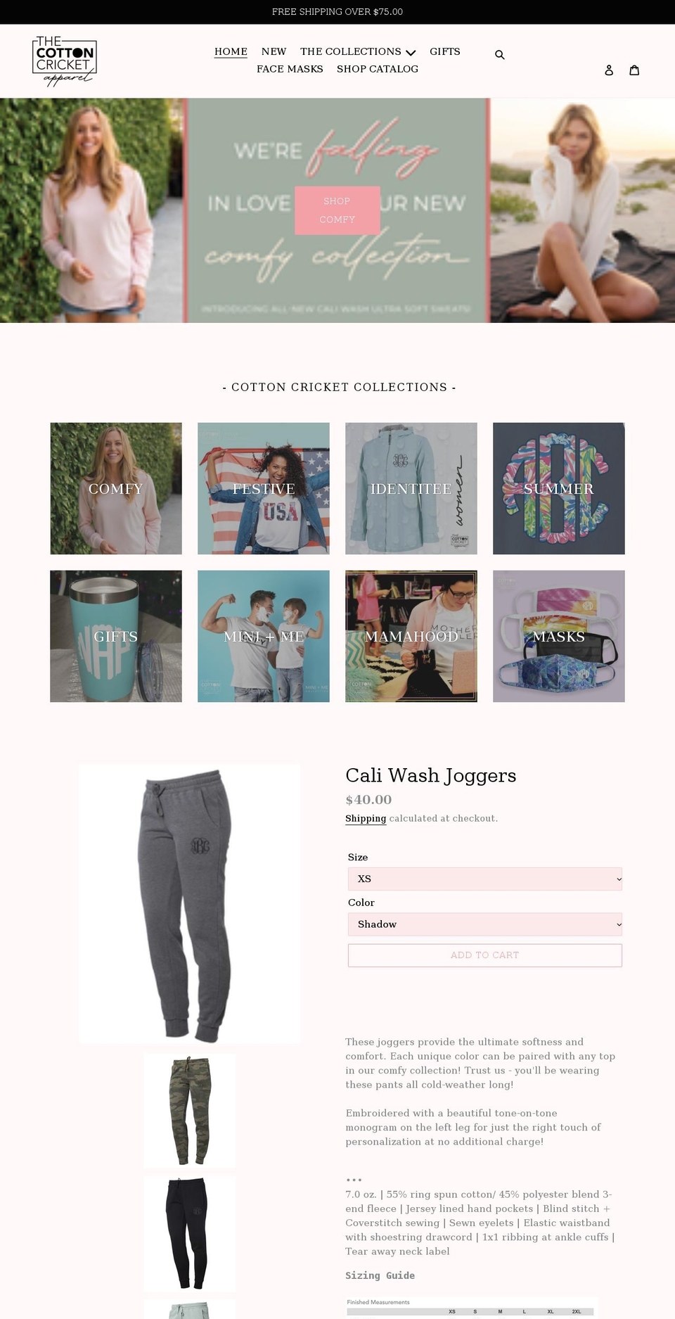 thecottoncricket.com shopify website screenshot