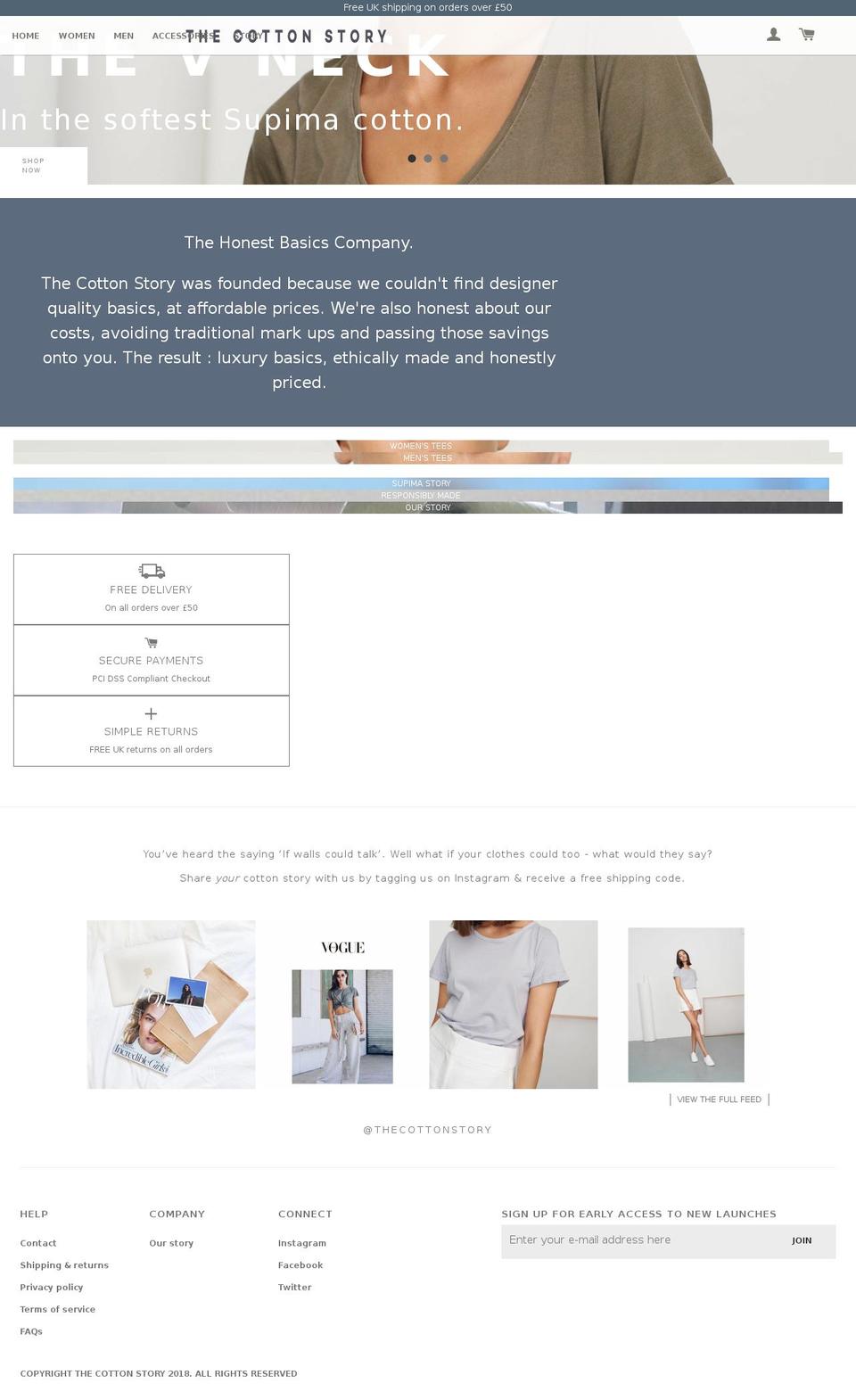 thecottonstory.co.uk shopify website screenshot