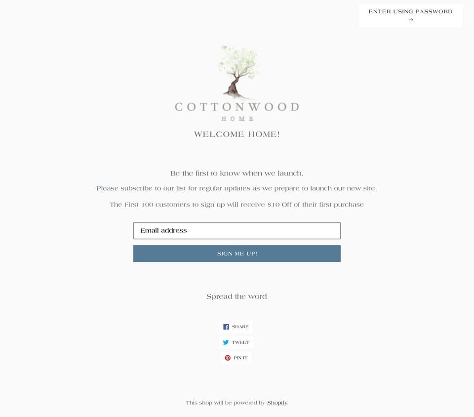 thecottonwoodhome.com — Shopify storefront screenshot