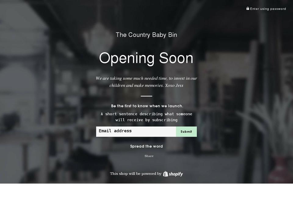 thecountrybabybin.com — Shopify storefront screenshot