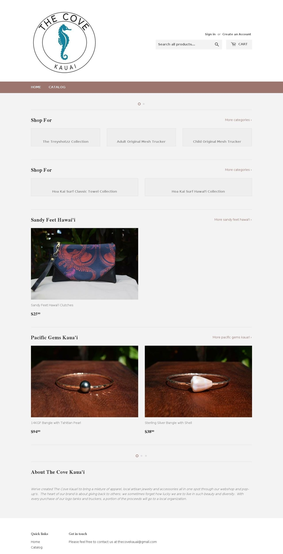 thecovekauai.com — Shopify storefront screenshot