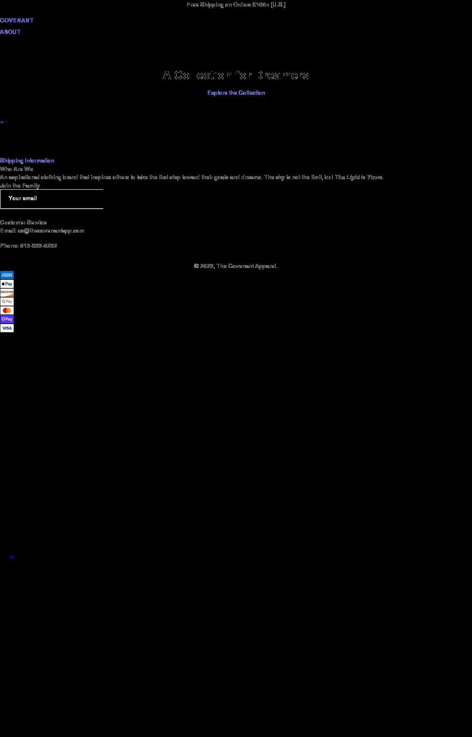 thecovenantapp.com shopify website screenshot