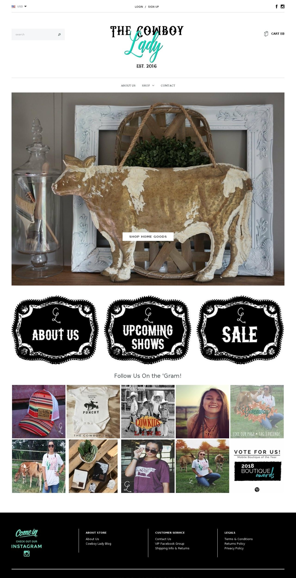 thecowboylady.com — Shopify storefront screenshot