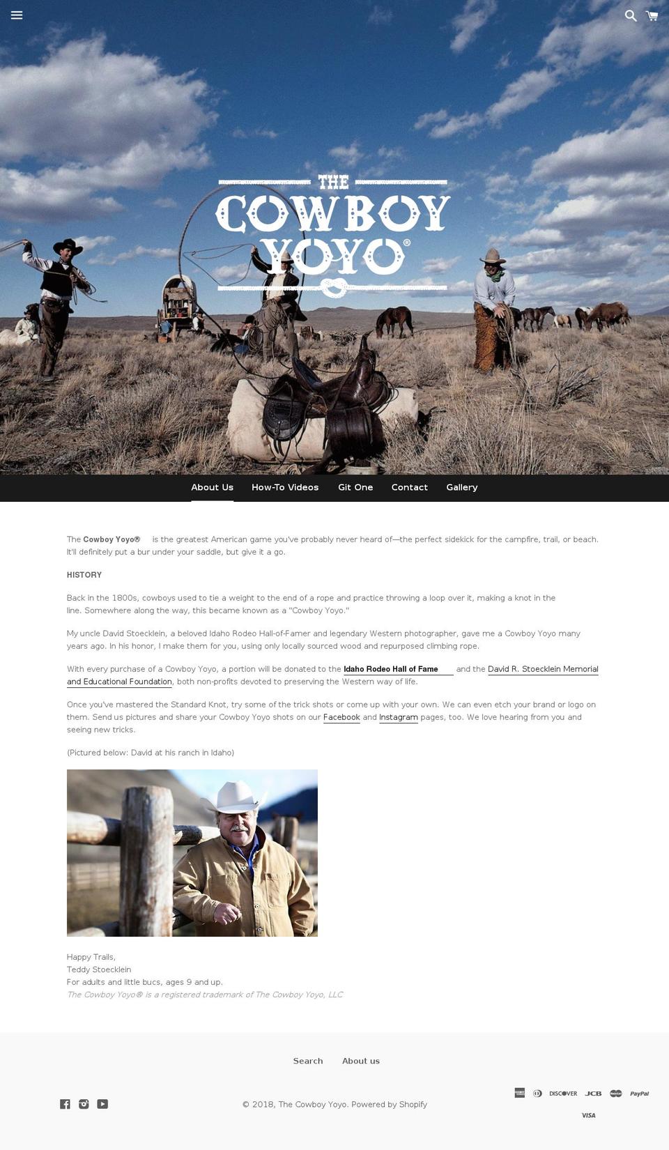 thecowboyyoyo.com — Shopify storefront screenshot