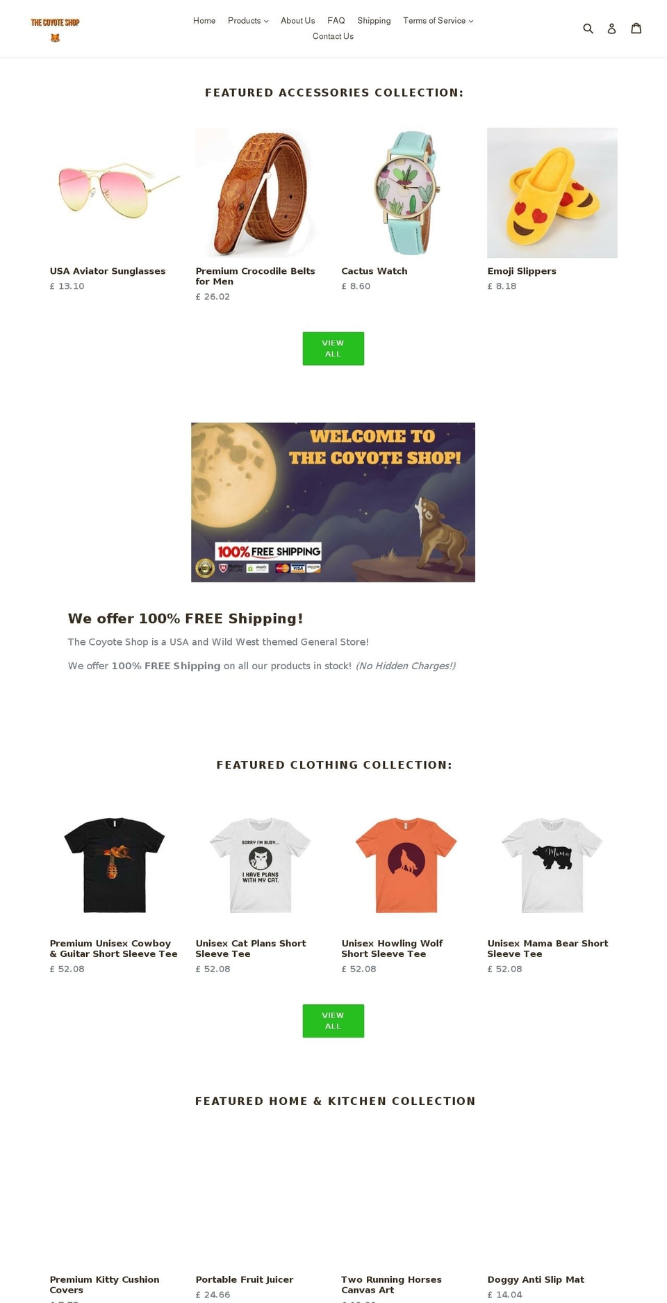 thecoyoteshop.com — Shopify storefront screenshot