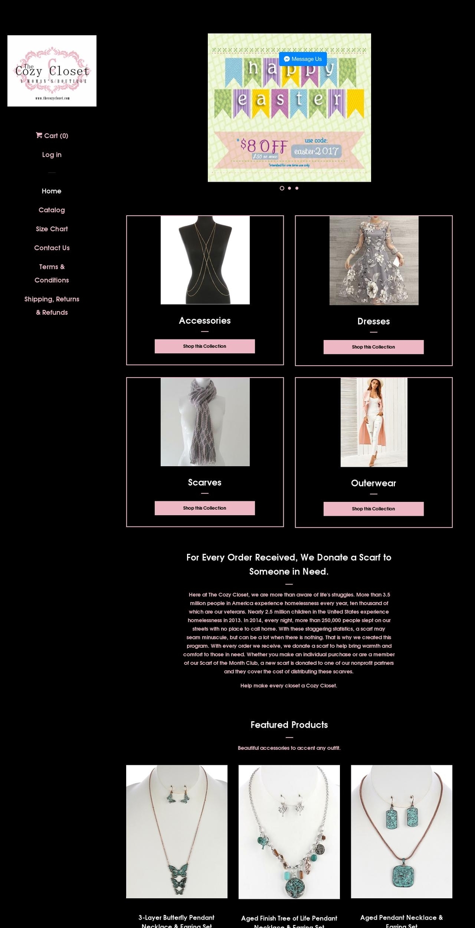 thecozycloset.net shopify website screenshot