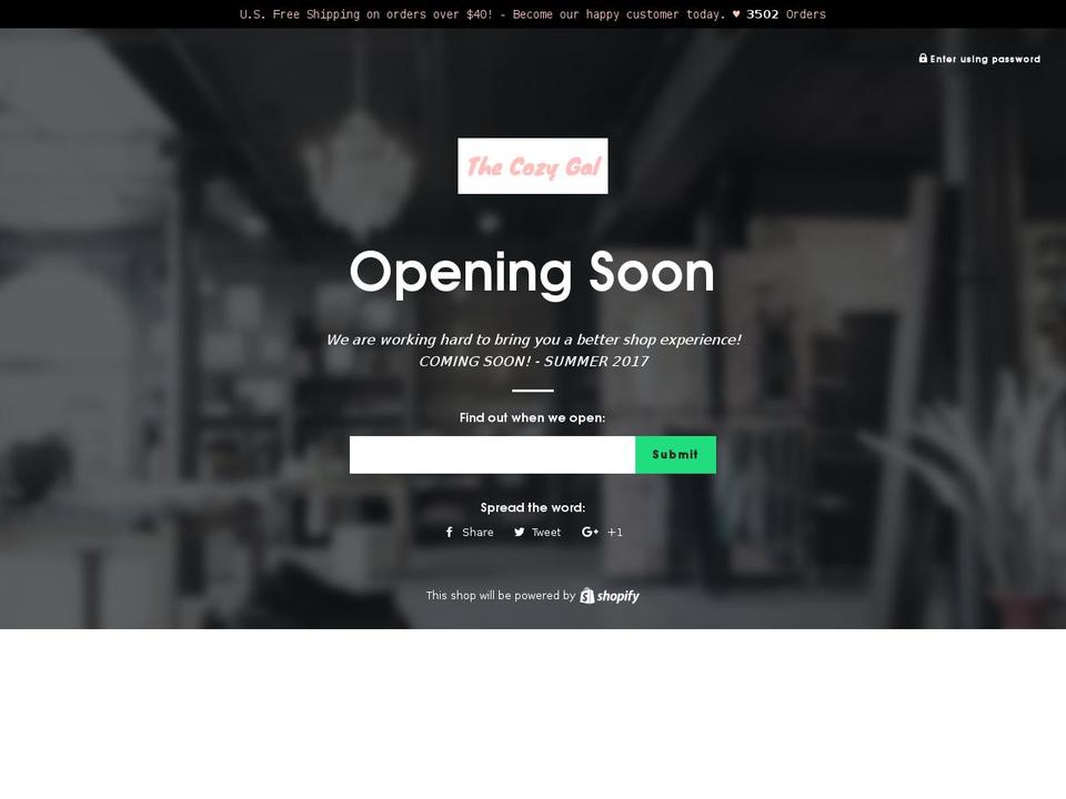 thecozygal.com shopify website screenshot