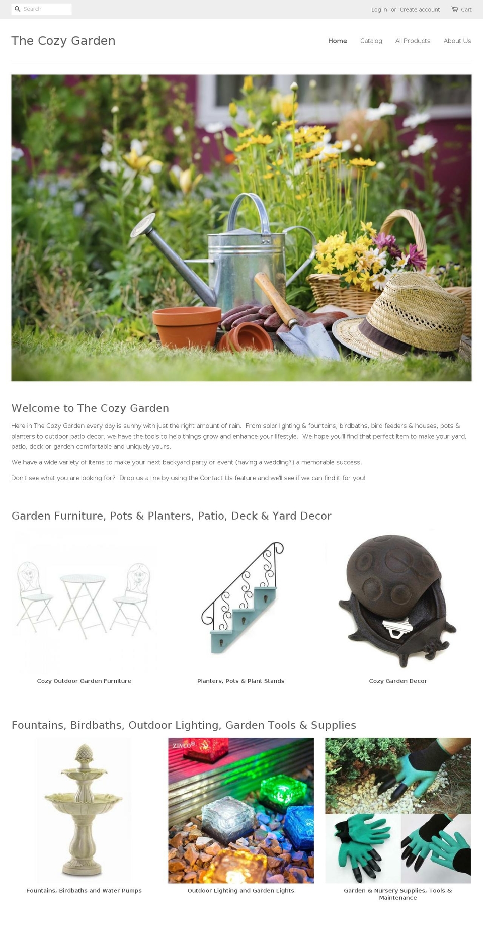thecozygarden.com shopify website screenshot