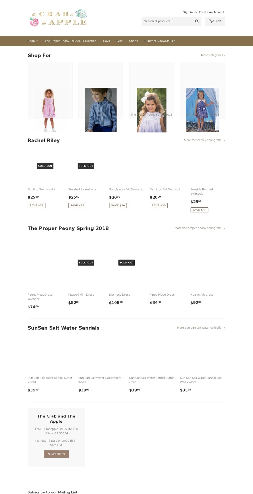 thecrabandtheapple.com shopify website screenshot