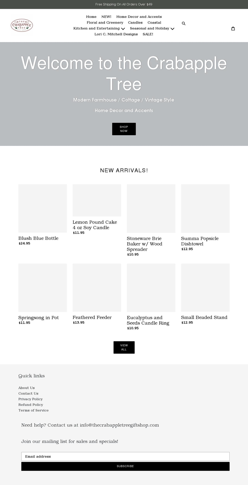 thecrabappletreegiftshop.com shopify website screenshot