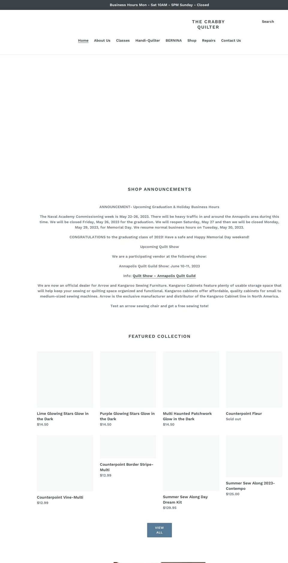 thecrabbyquilter.com shopify website screenshot
