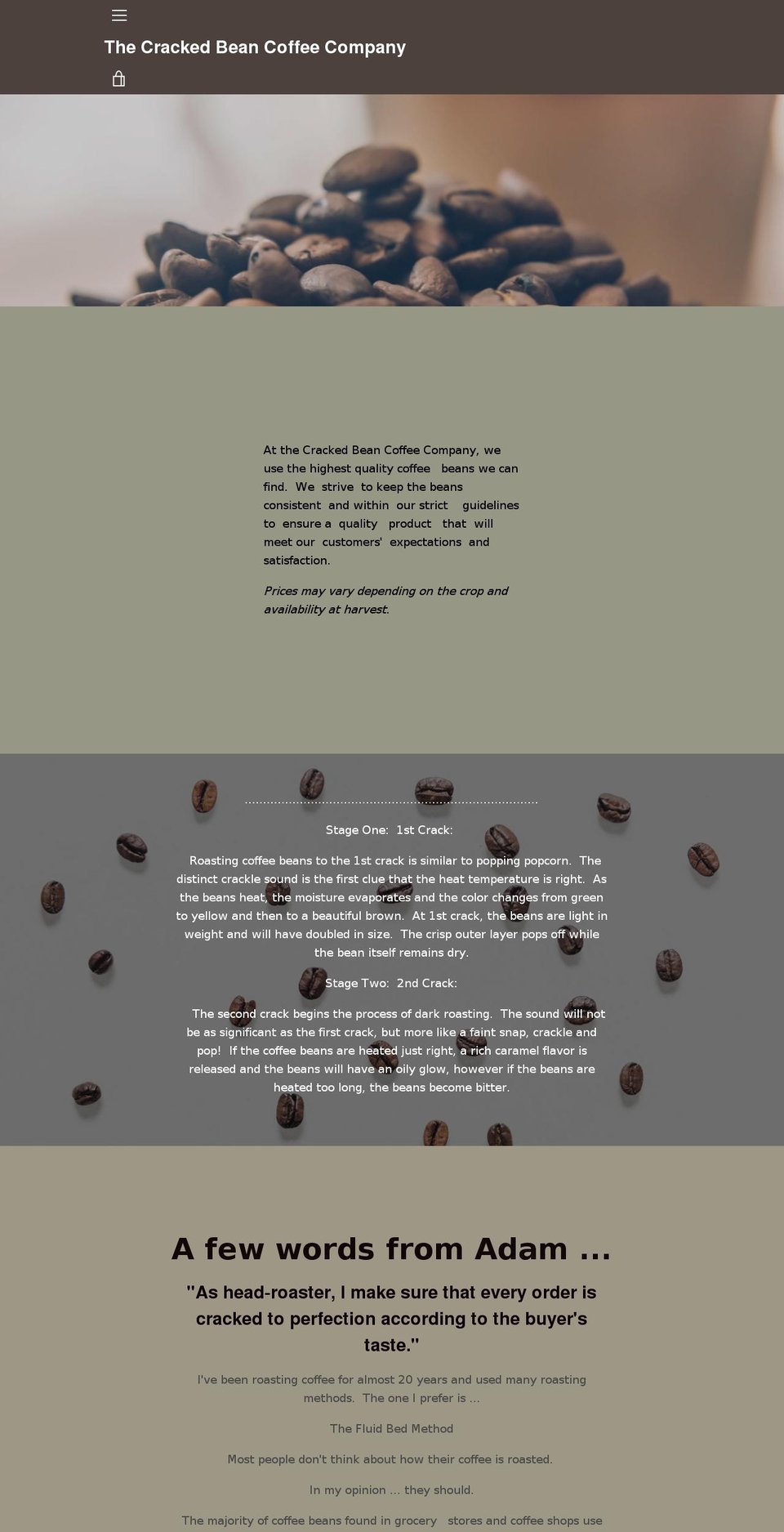 thecrackedbean.com — Shopify storefront screenshot