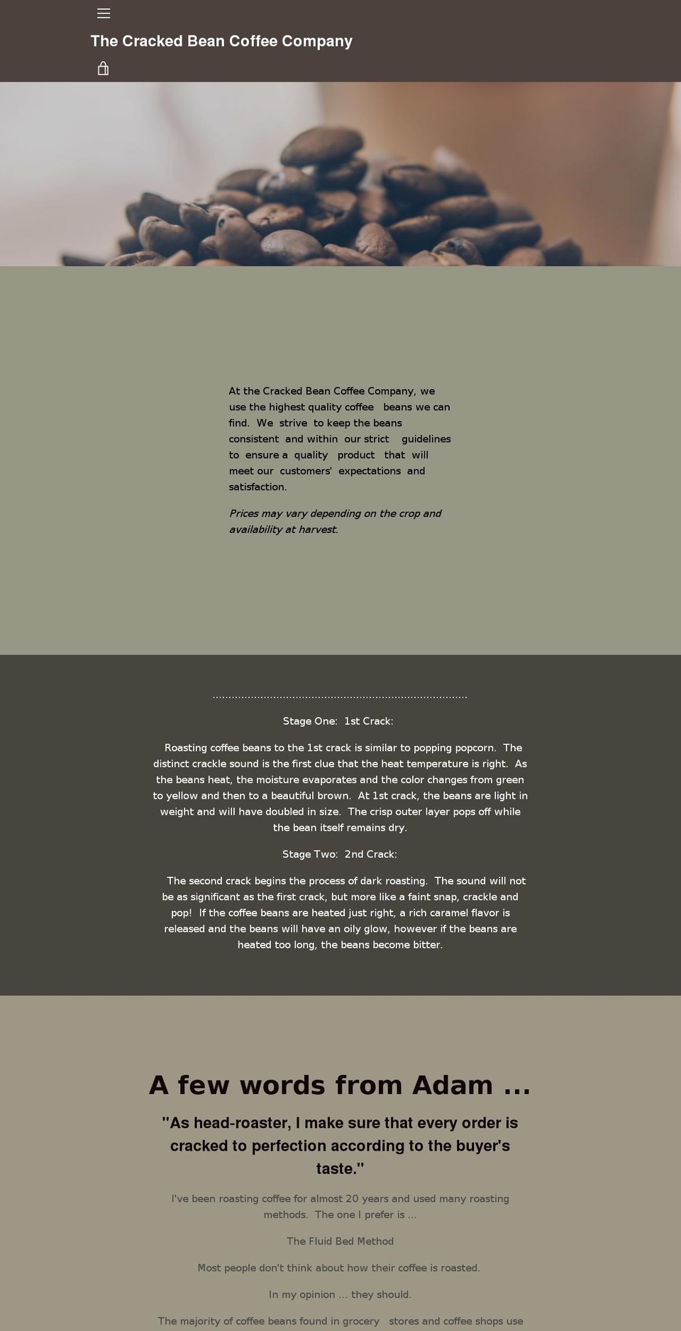 thecrackedbeancoffeecompany.com — Shopify storefront screenshot