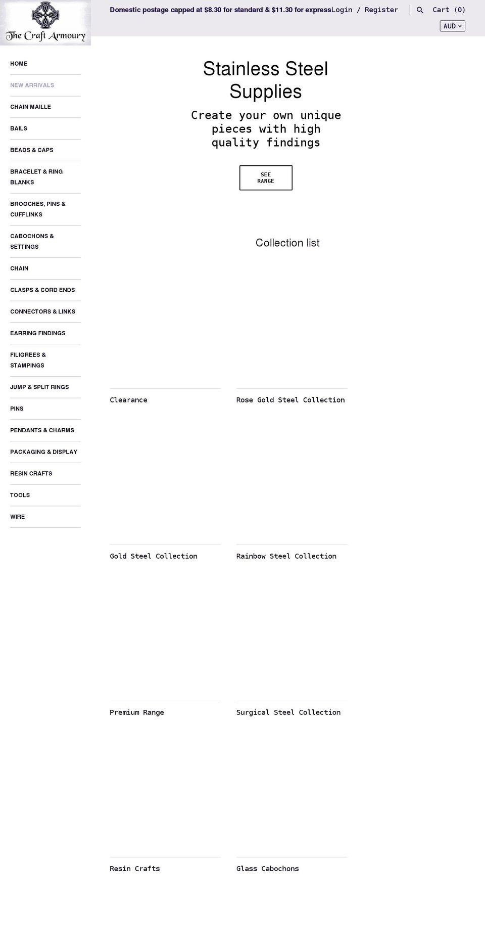 thecraftarmoury.com.au shopify website screenshot
